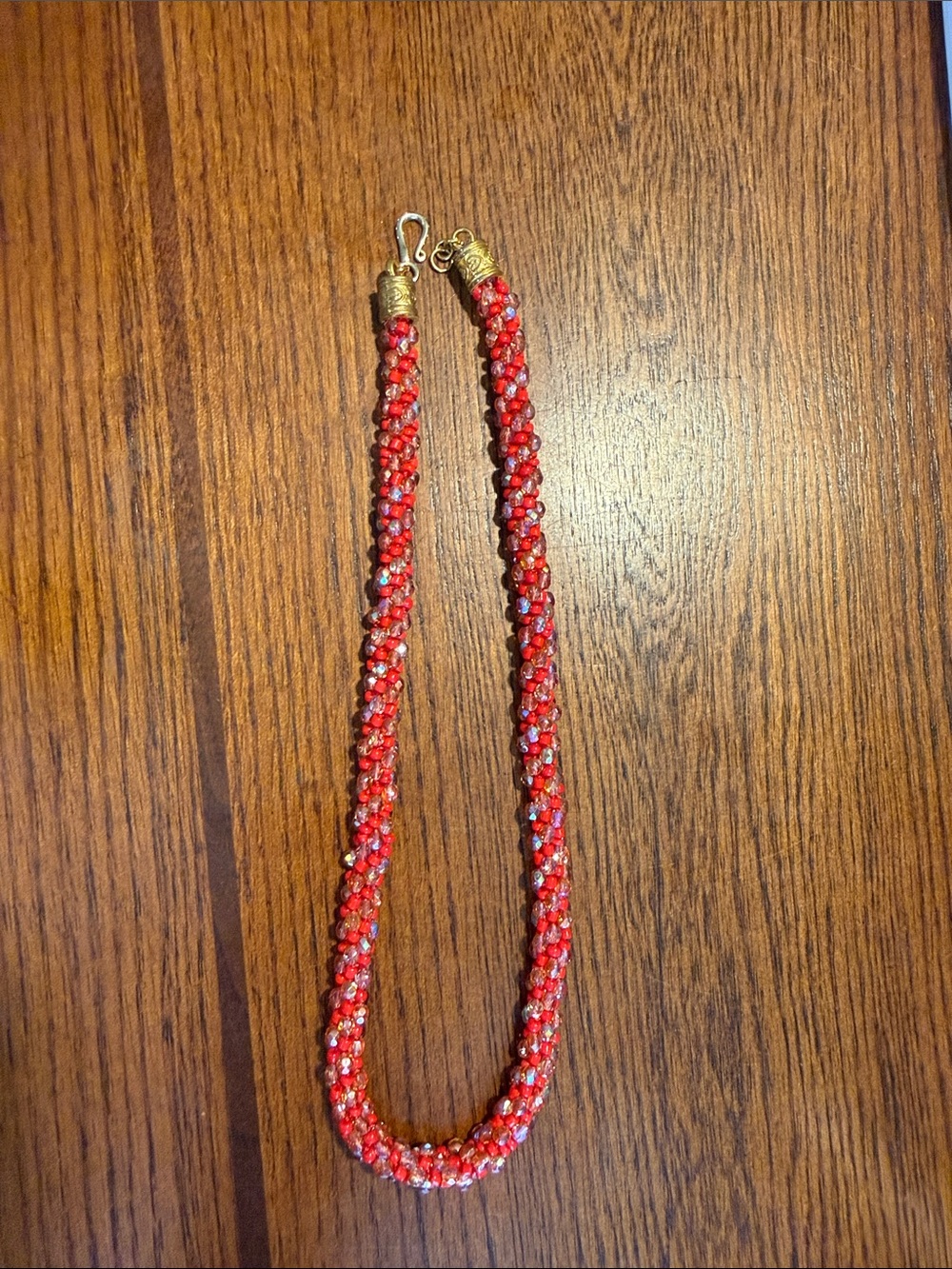 Kumihimo glass beaded necklace